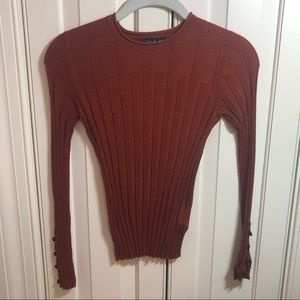 Topshop Ribbed Long Sleeve Shirt
